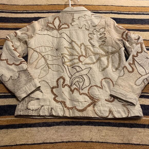 Laura Ashley Silk Blend Embellished Lined Blazer Jacket Women Button-Up Cottage - Picture 6 of 6